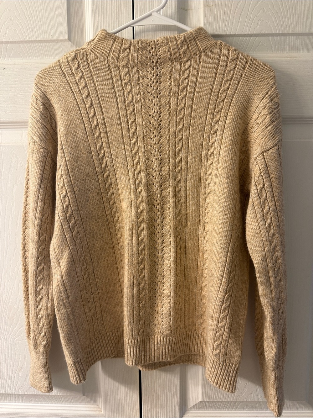 The Limited Tan Cable-Knit Mock Neck Sweater